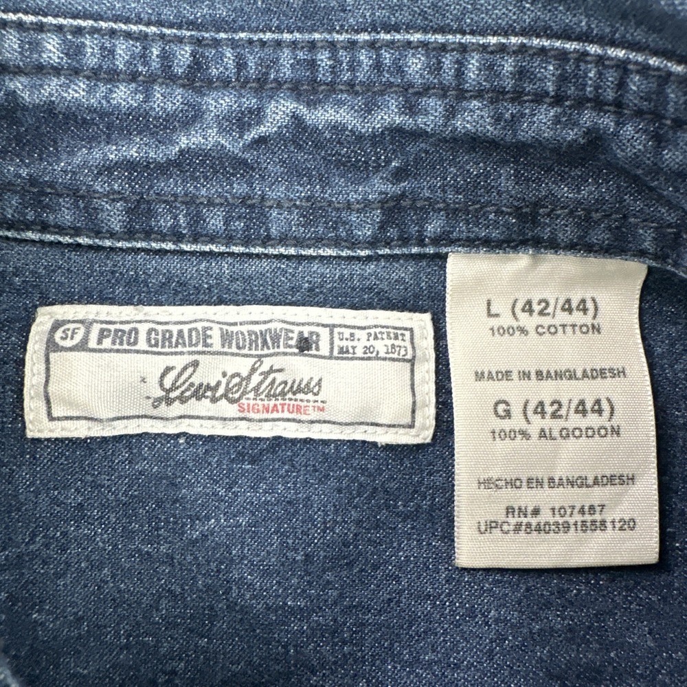 Levi Strauss Signature Denim Jacket Men Large Blue Pockets Workwear Metal Button - Picture 2 of 16
